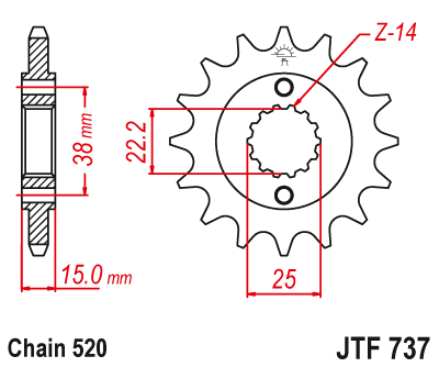 JT SPROCKETS gear wheel JTF737.15 (700115jt)